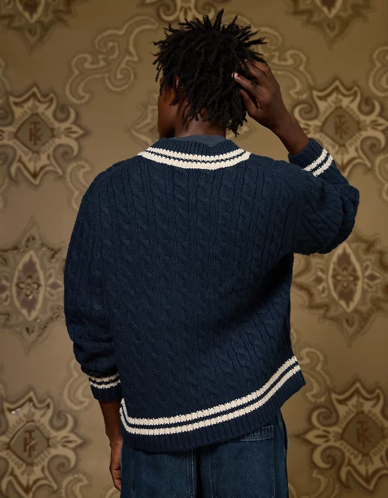 AE x Tru Kolors Cable Knit Cricket Sweater