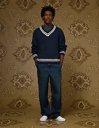 Chandail de style cricket en tricot torsadé AE x Tru Kolors