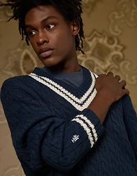 AE x Tru Kolors Cable Knit Cricket Sweater