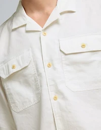 Chemise Surplus à col cubain en mélange de lin AE77
