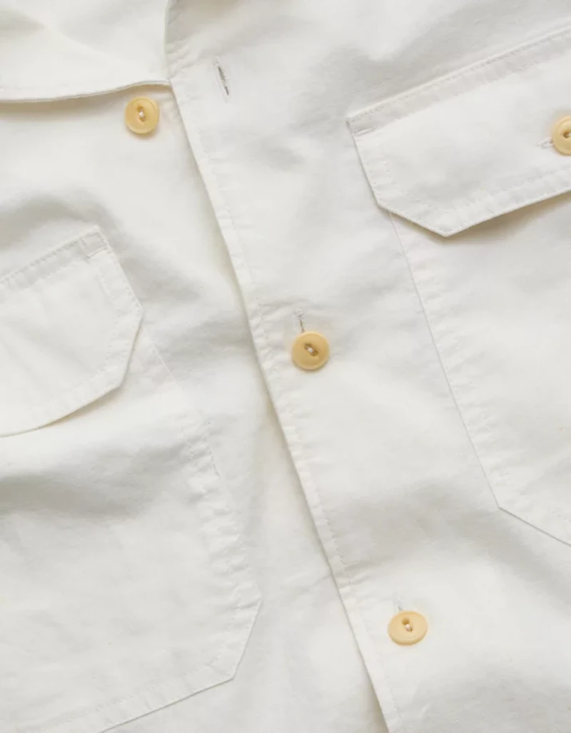Chemise Surplus à col cubain en mélange de lin AE77