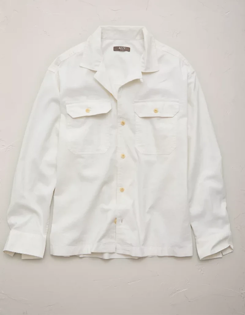 Chemise Surplus à col cubain en mélange de lin AE77