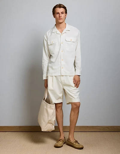 Chemise Surplus à col cubain en mélange de lin AE77