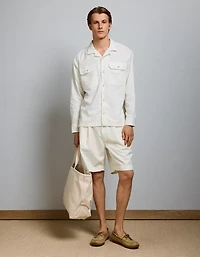 Chemise Surplus à col cubain en mélange de lin AE77