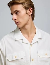 Chemise Surplus à col cubain en mélange de lin AE77