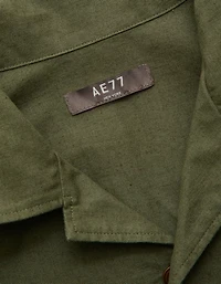 AE77 Linen-Blend Camp Collar Surplus Shirt