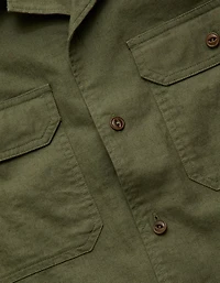 AE77 Linen-Blend Camp Collar Surplus Shirt