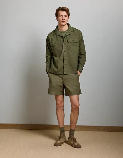 Chemise Surplus à col cubain en mélange de lin AE77