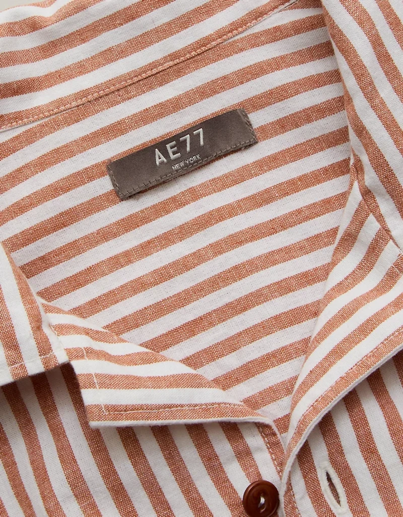 AE77 Linen-Blend Camp Collar Surplus Shirt