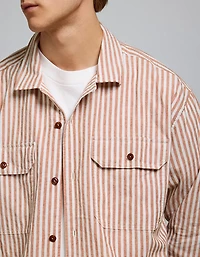 AE77 Linen-Blend Camp Collar Surplus Shirt