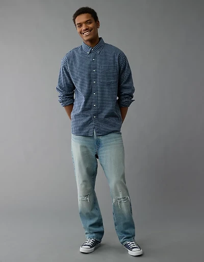 AE Everyday Plaid Flannel Button-Up Shirt