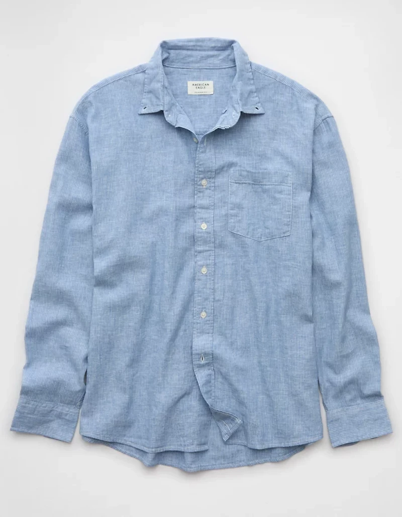 AE Everyday Relaxed Linen-Blend Button-Up Shirt