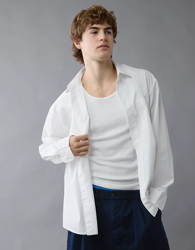 AE Everyday Relaxed Poplin Button-Up Shirt