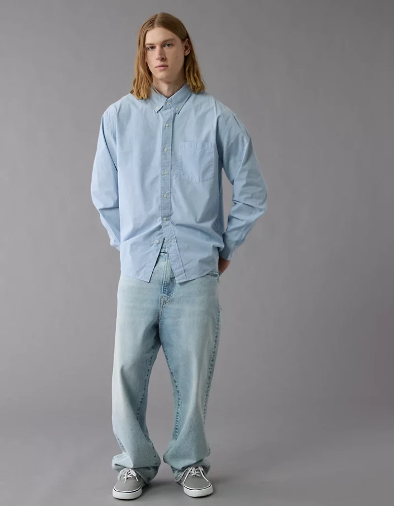 AE Everyday Relaxed Poplin Button-Up Shirt