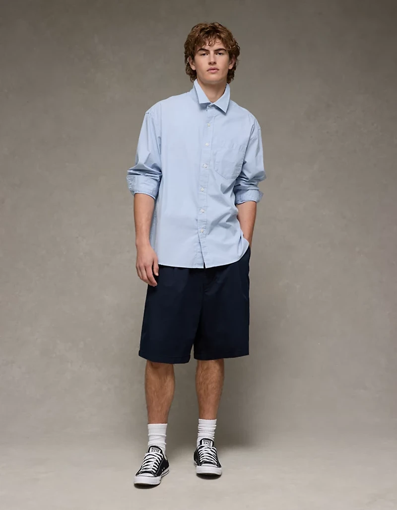 AE Everyday Relaxed Poplin Button-Up Shirt