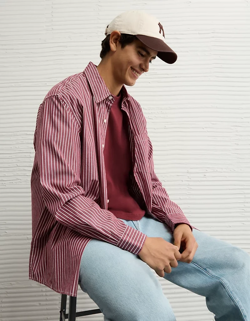 AE Everyday Relaxed Fit Poplin Button-Up Shirt