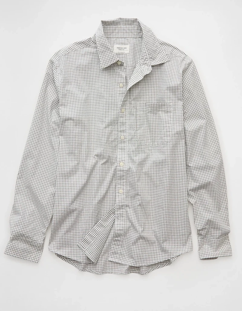 AE Everyday Relaxed Fit Plaid Button-Up Shirt
