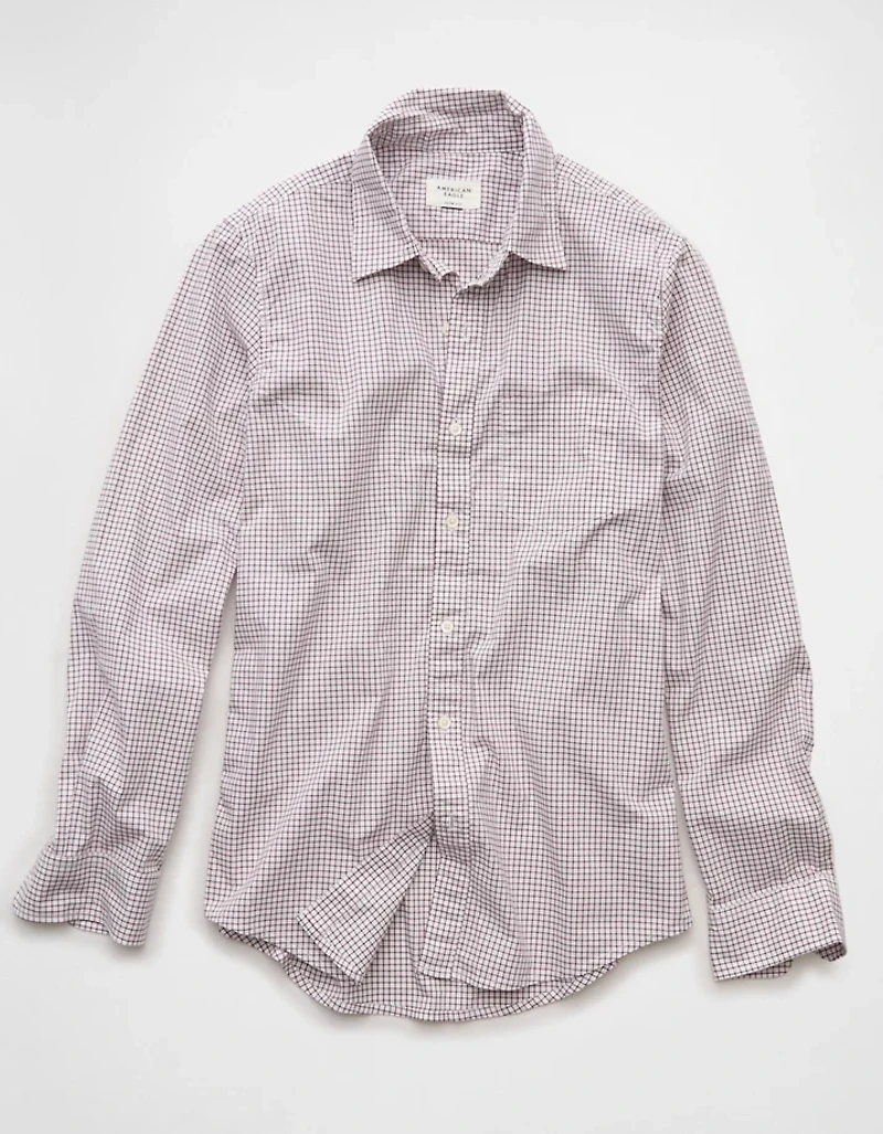 AE Everyday Slim Fit Poplin Plaid Button-Up Shirt