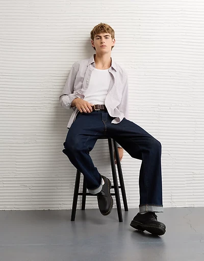 Chemise à carreaux en popeline ajustée de tous les jours AE