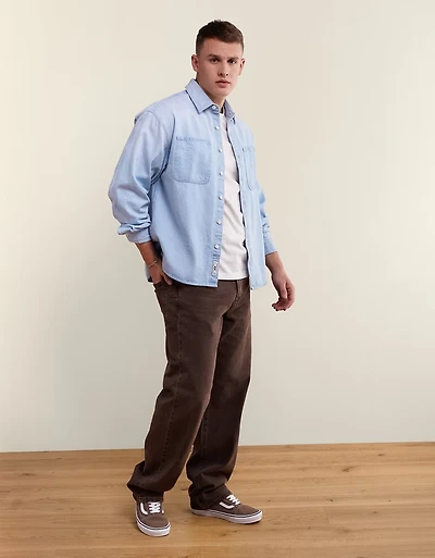 Chemise boutonnée en denim à coupe décontractée AE