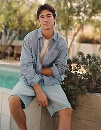 AE Relaxed Fit Linen-Blend Button-Up Shirt