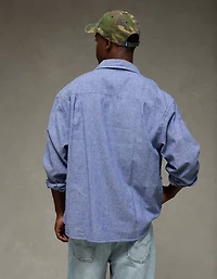 AE Relaxed Fit Linen-Blend Button-Up Shirt
