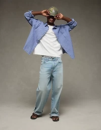 AE Relaxed Fit Linen-Blend Button-Up Shirt