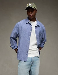 AE Relaxed Fit Linen-Blend Button-Up Shirt