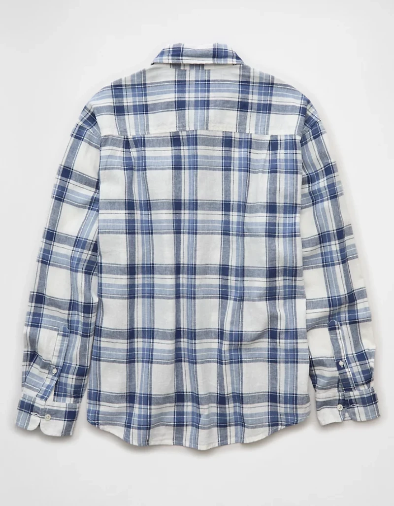 AE Relaxed Fit Linen-Blend Button-Up Shirt