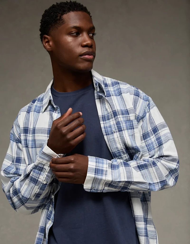 AE Relaxed Fit Linen-Blend Button-Up Shirt