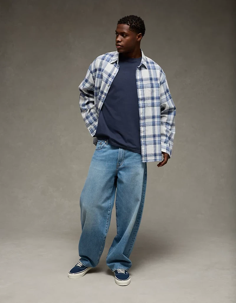 AE Relaxed Fit Linen-Blend Button-Up Shirt