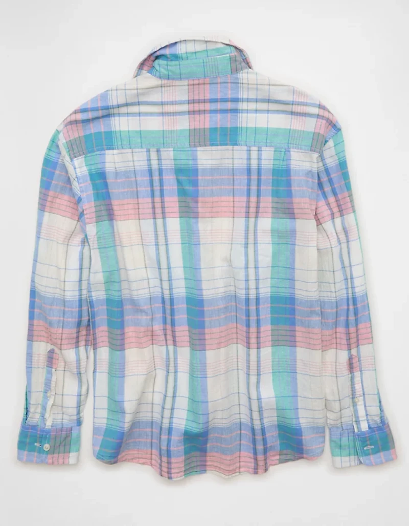 AE Relaxed Fit Linen-Blend Button-Up Shirt