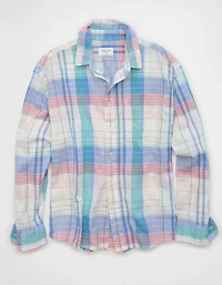 AE Relaxed Fit Linen-Blend Button-Up Shirt
