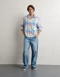 AE Relaxed Fit Linen-Blend Button-Up Shirt