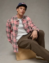 AE Relaxed Fit Linen-Blend Button-Up Shirt