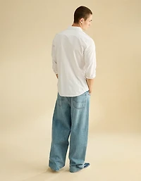 Chemise boutonnée de coupe ajustée en popeline AE