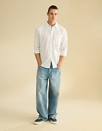 Chemise boutonnée de coupe ajustée en popeline AE
