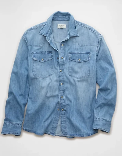 AE Oversized Denim Western Shirt