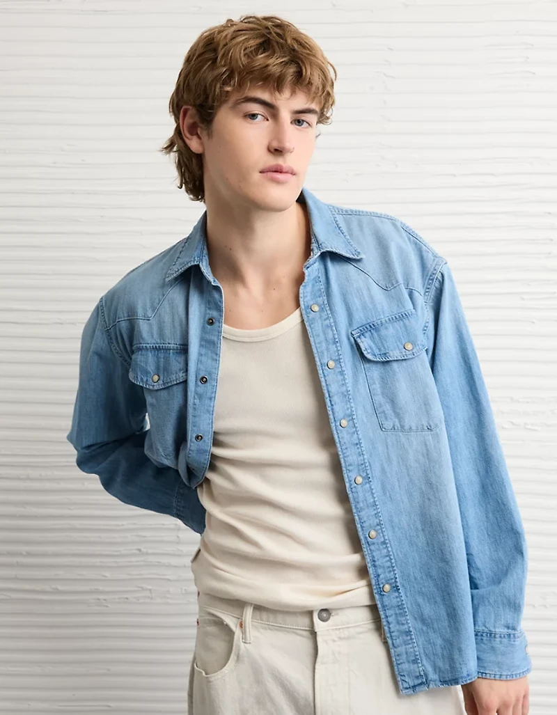 AE Relaxed Fit Western Denim Shirt