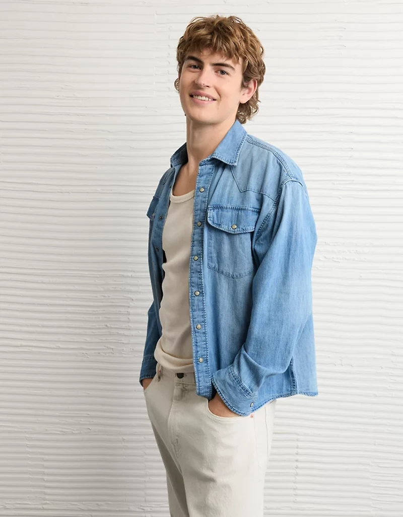 AE Relaxed Fit Western Denim Shirt