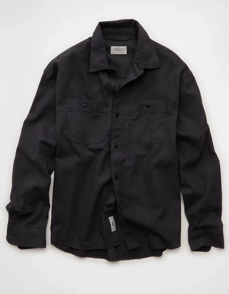 AE Relaxed Fit Linen-Blend Button-Up Shirt