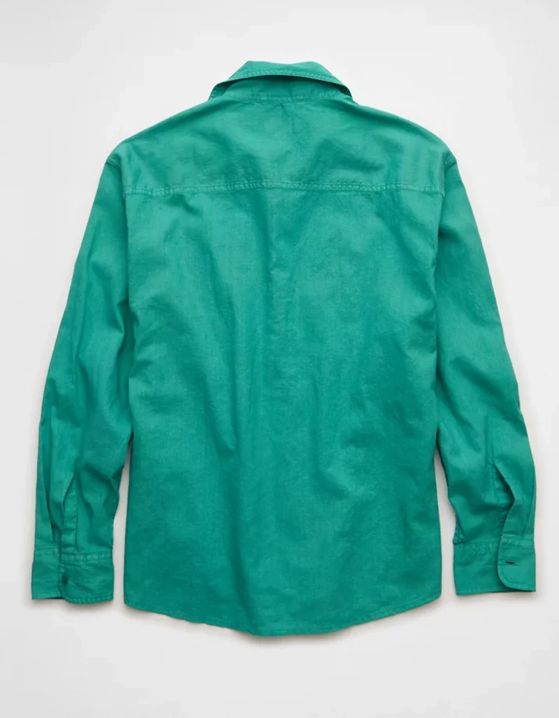 AE Relaxed Fit Linen-Blend Button-Up Shirt