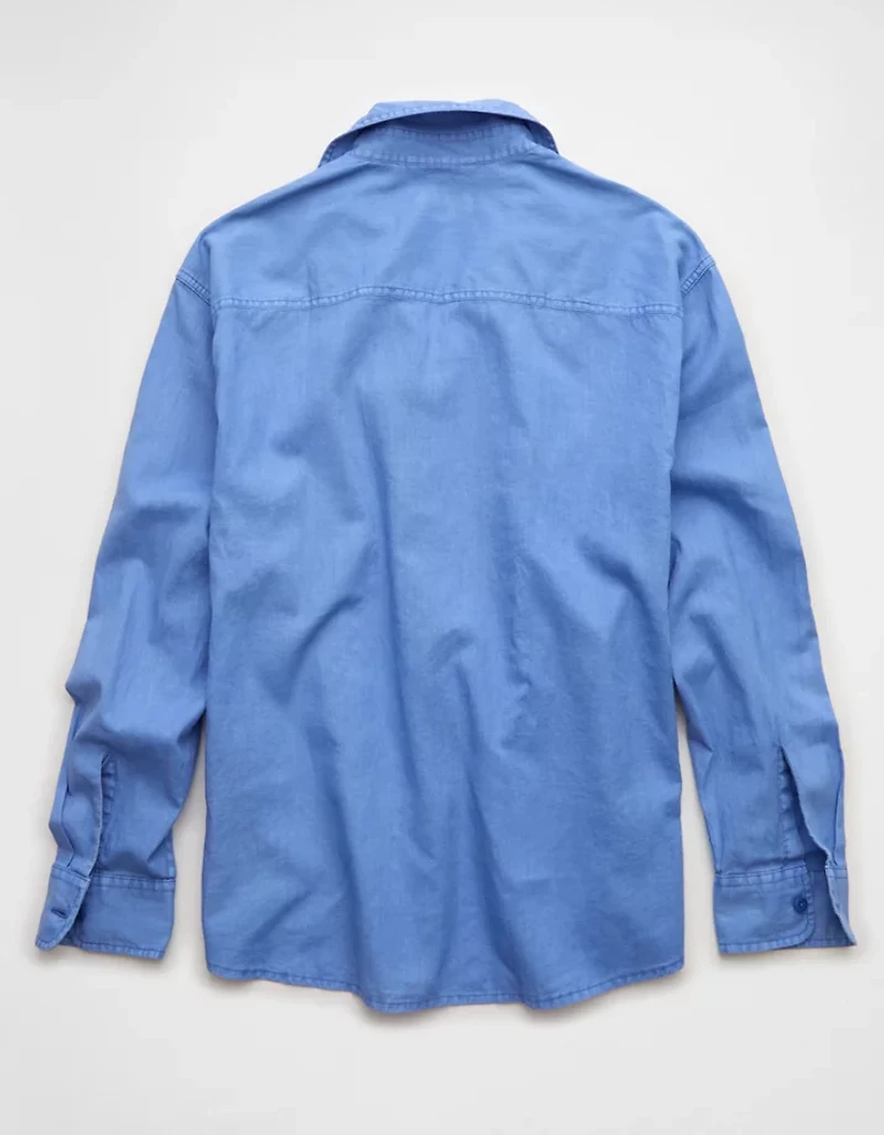 AE Relaxed Fit Linen-Blend Button-Up Shirt