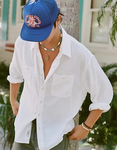 AE Relaxed Fit Linen-Blend Button-Up Shirt