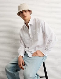 AE Relaxed Fit Linen-Blend Button-Up Shirt