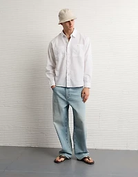 AE Relaxed Fit Linen-Blend Button-Up Shirt