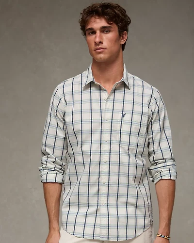 AE Slim Poplin Button-Up Shirt