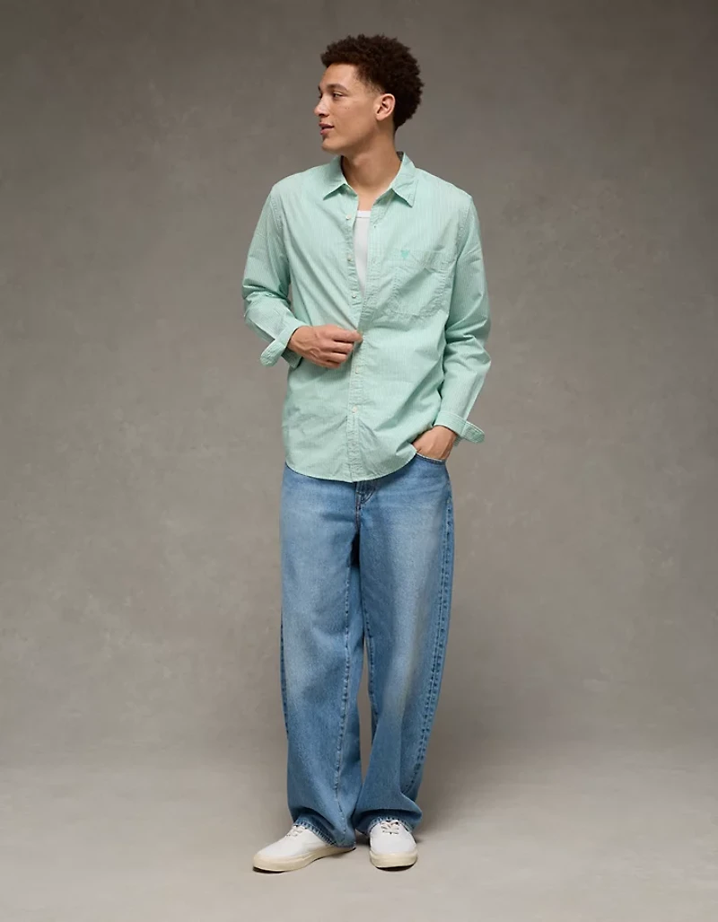AE Slim Poplin Button-Up Shirt
