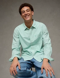 AE Slim Poplin Button-Up Shirt