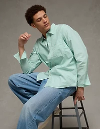 AE Slim Poplin Button-Up Shirt